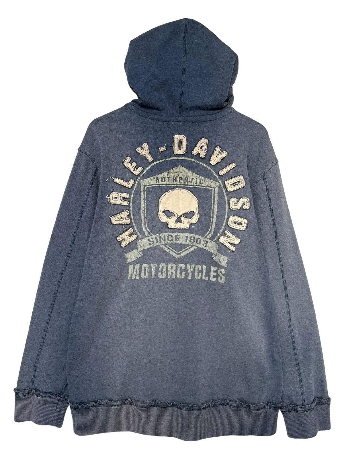 Harley Davidson Vintage Y2K Harley Davidson Zip Up Bones Skull Patch Hoodie Size US L / EU 52-54 / 3 - 3 Thumbnail