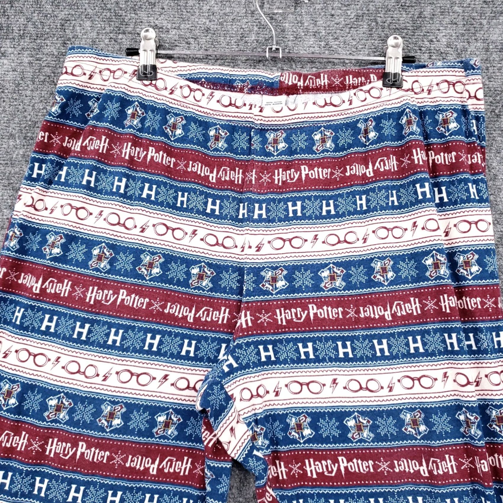 Vintage Harry Potter Pajama Pants L Adults Blue Red Sleepwear Geometric Christmas Knit 100% Cotton Size 36" / US 14 / IT 50 - 3 Thumbnail