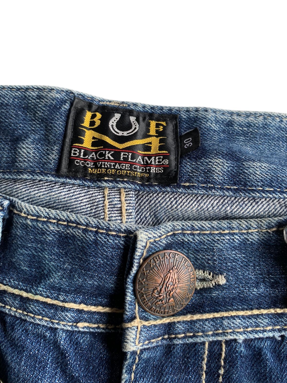 Other RARE BLACK FRAME SELVEDGE BUCKLE BACK FADED DISTRESSED DENIM Size US 32 / EU 48 - 20 Thumbnail
