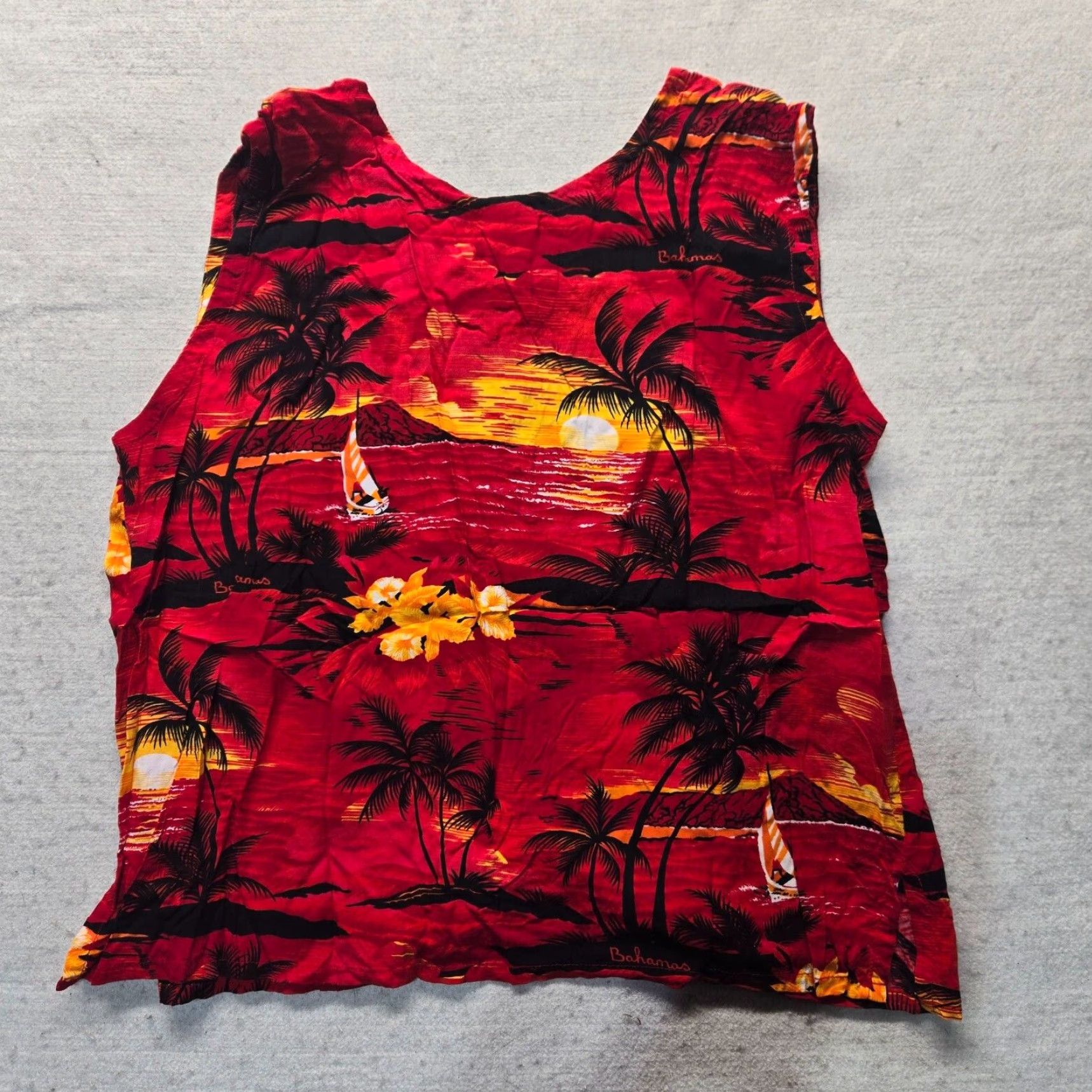 Vintage Santa Monica Shirt Red Floral Beach Button Up Tank Top Adult Women's L Large Size L / US 10 / IT 46 - 7 Thumbnail