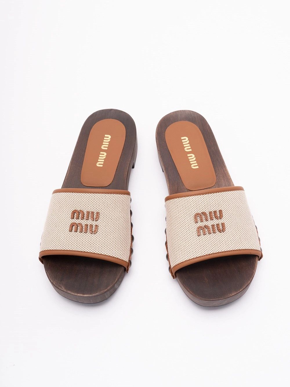 Miu Miu Canvas and Leather Clogs Size US 8 / IT 38 - 1 Thumbnail