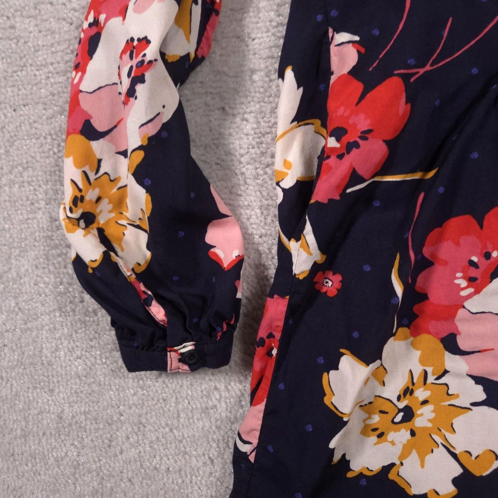 Old Navy VINTAGE Old Navy Dress Womens Small Navy Floral Boho Long Sleeve Pleated Shift Tunic Size S / US 4 / IT 40 - 5 Thumbnail