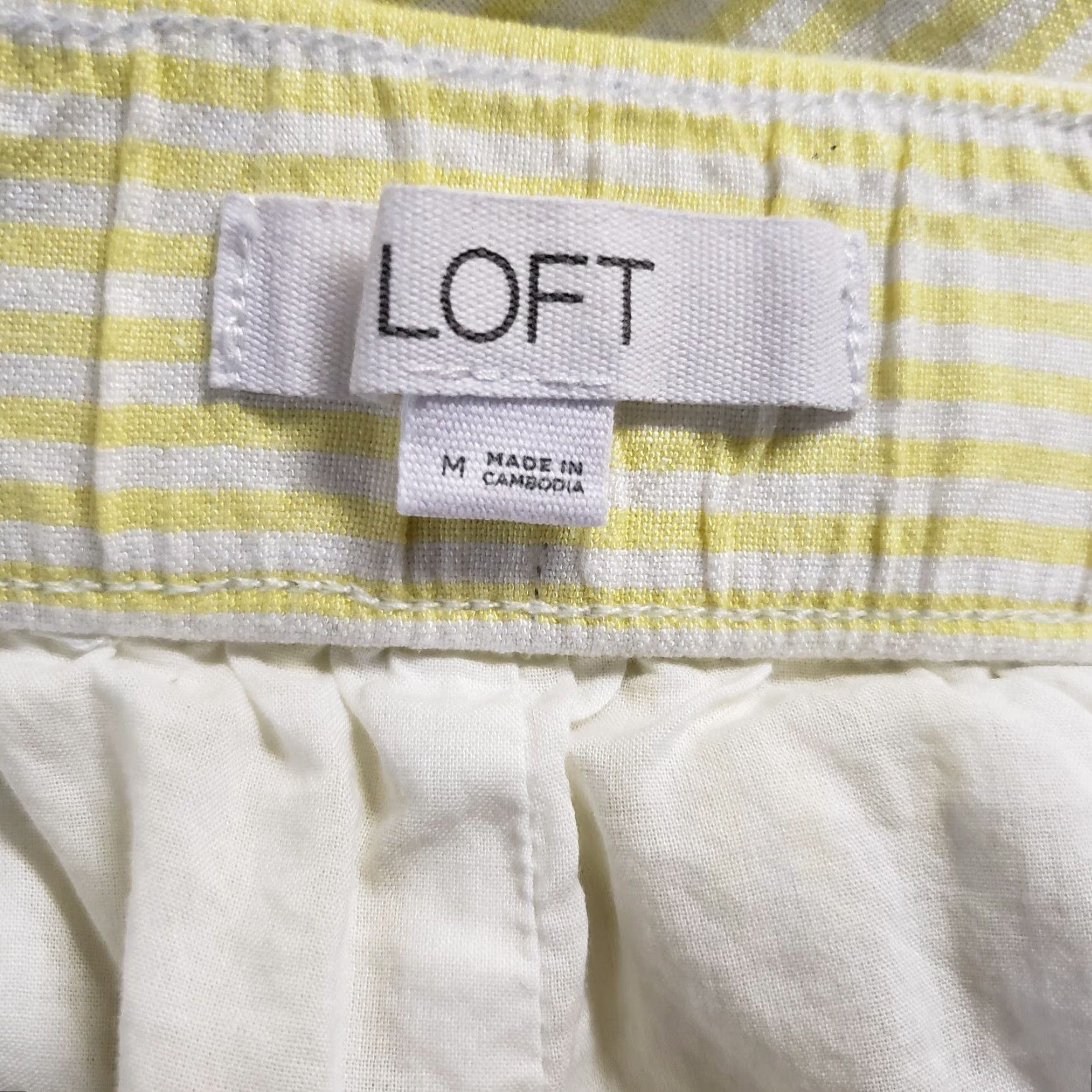 Ann Taylor VINTAGE Ann Taylor LOFT Womens Crop Wide Leg Pants Sz Medium Yellow Stripe Linen Blend Size 32" / US 10 / IT 46 - 7 Thumbnail