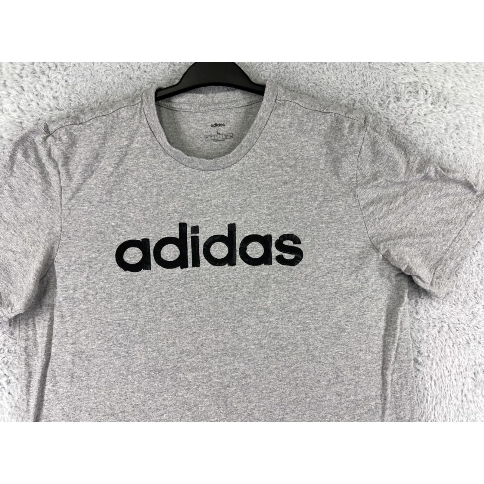 Adidas Adidas Shirt Mens Large Gray Short Sleeve Crew Neck Cotton Spellout Logo Size US L / EU 52-54 / 3 - 6 Thumbnail
