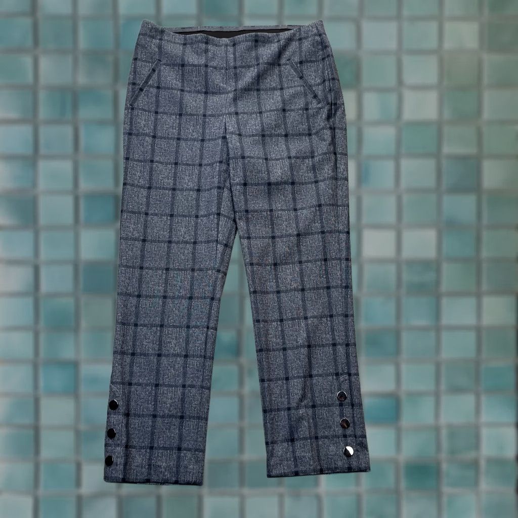 Vintage Chico's Pants Womens Medium Gray Plaid Straight Leg Slimming Ankle Casual Co Size 32" / US 10 / IT 46 - 1 Thumbnail