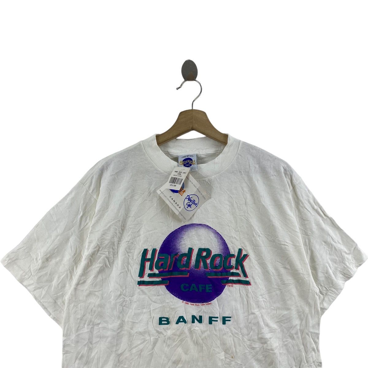 Hard Rock Cafe × Vintage Vintage 80s HARD ROCK CAFE Banff Usa Logo Print White Short Size US L / EU 52-54 / 3 - 2 Thumbnail