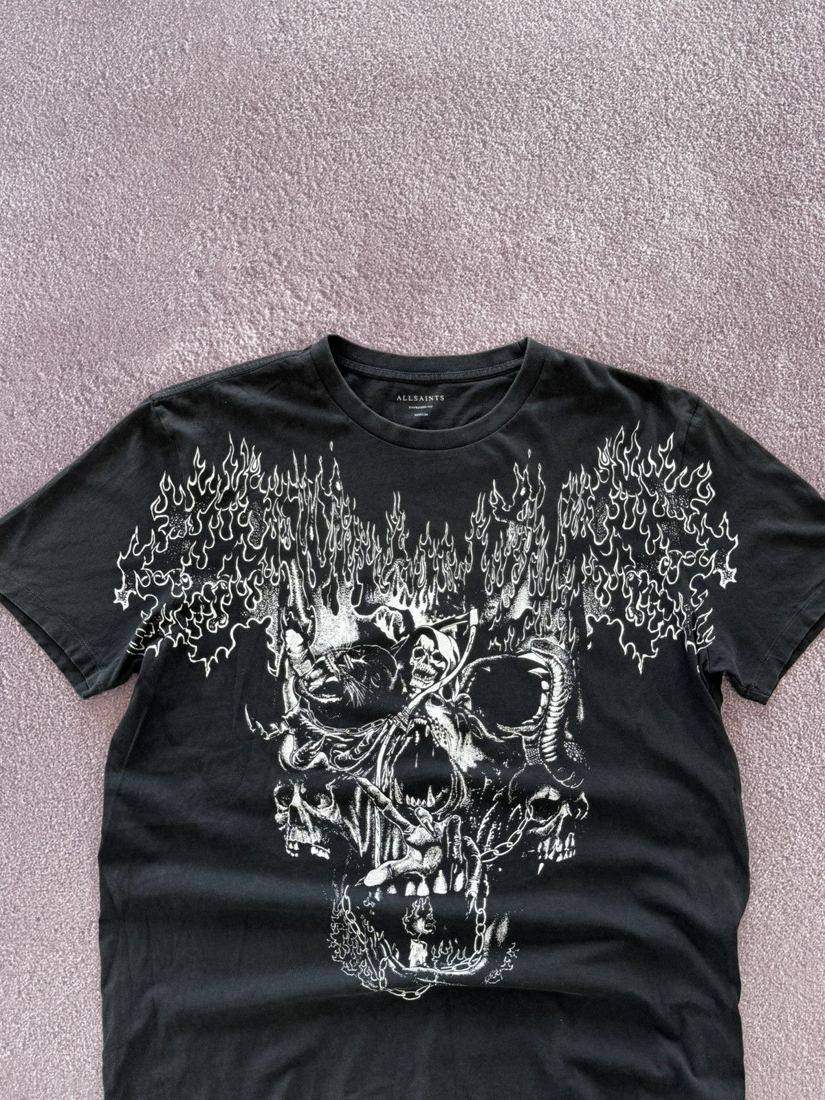 Allsaints Allsaints Grunge Vibe Vintage Skull Logo Y2K T-Shirt Size US M / EU 48-50 / 2 - 2 Thumbnail