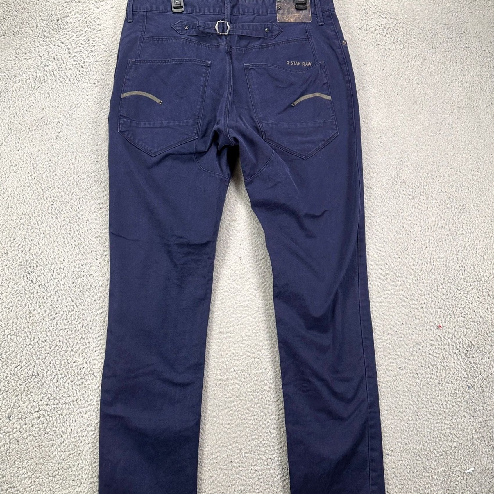 Vintage G-Star Raw Jeans Mens Blades Tapered 36X36 Blue Belted Dark Wash 5 Pocket Denim Jeans Size US 36 / EU 52 - 2 Thumbnail