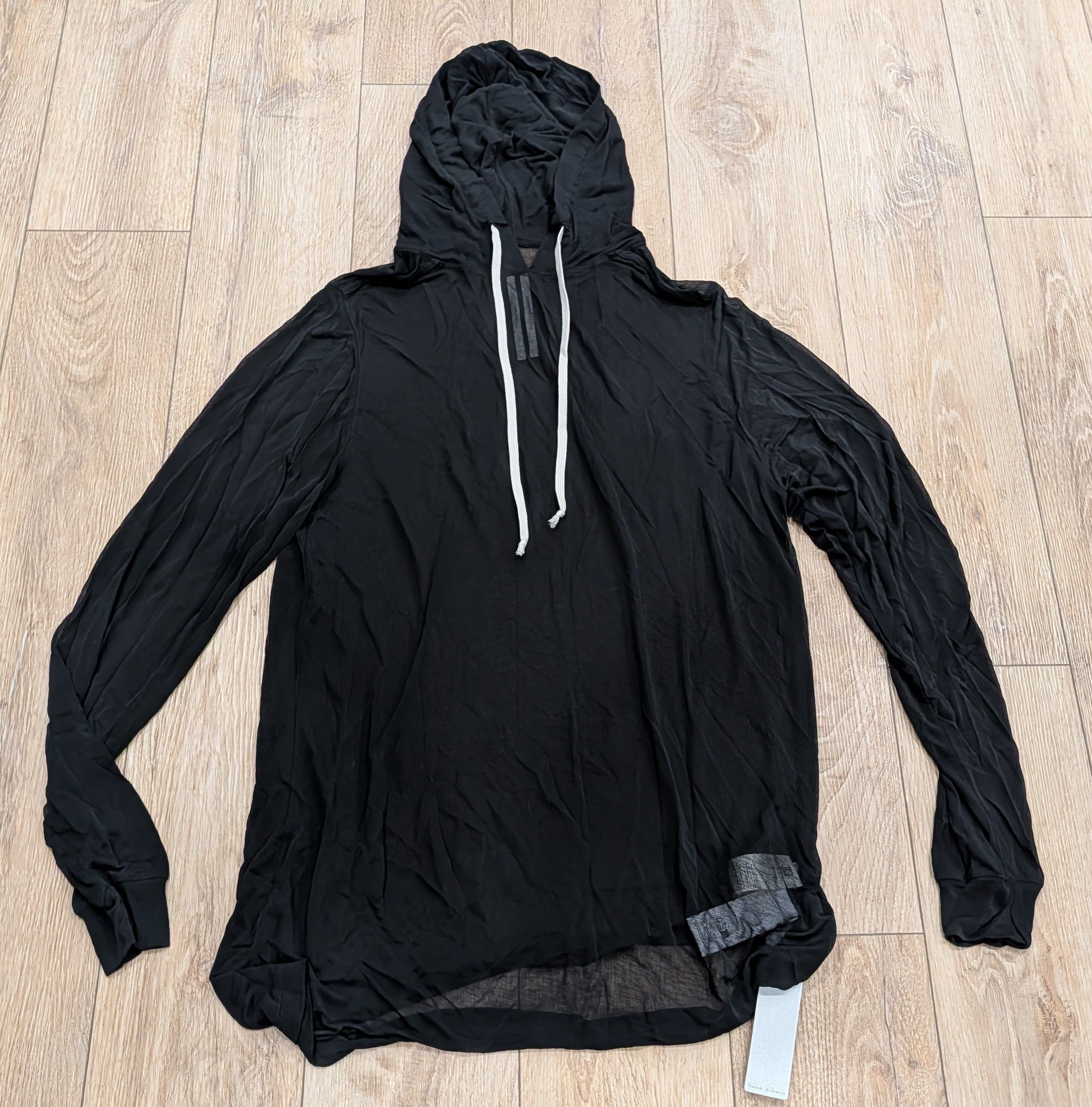 Rick Owens RICK OWENS Viscose Pullover Lightweight Hoodie Black Medium Size US M / EU 48-50 / 2 - 1 Thumbnail