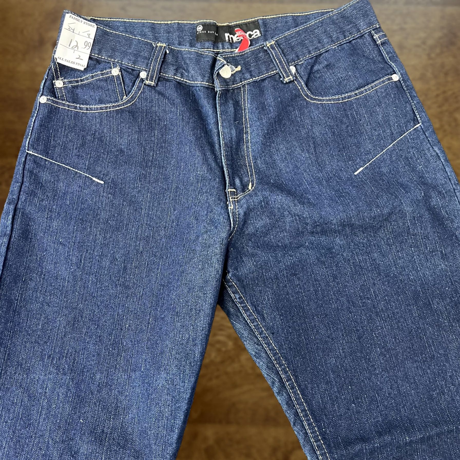 Vintage VINTAGE Mecca Jeans 34x30 Denim Blue Straight Fit Dark Wash Jeans Mens Regular 5-Pocket Zip Fly Cotton Polyester Size US 34 / EU 50 - 1 Thumbnail