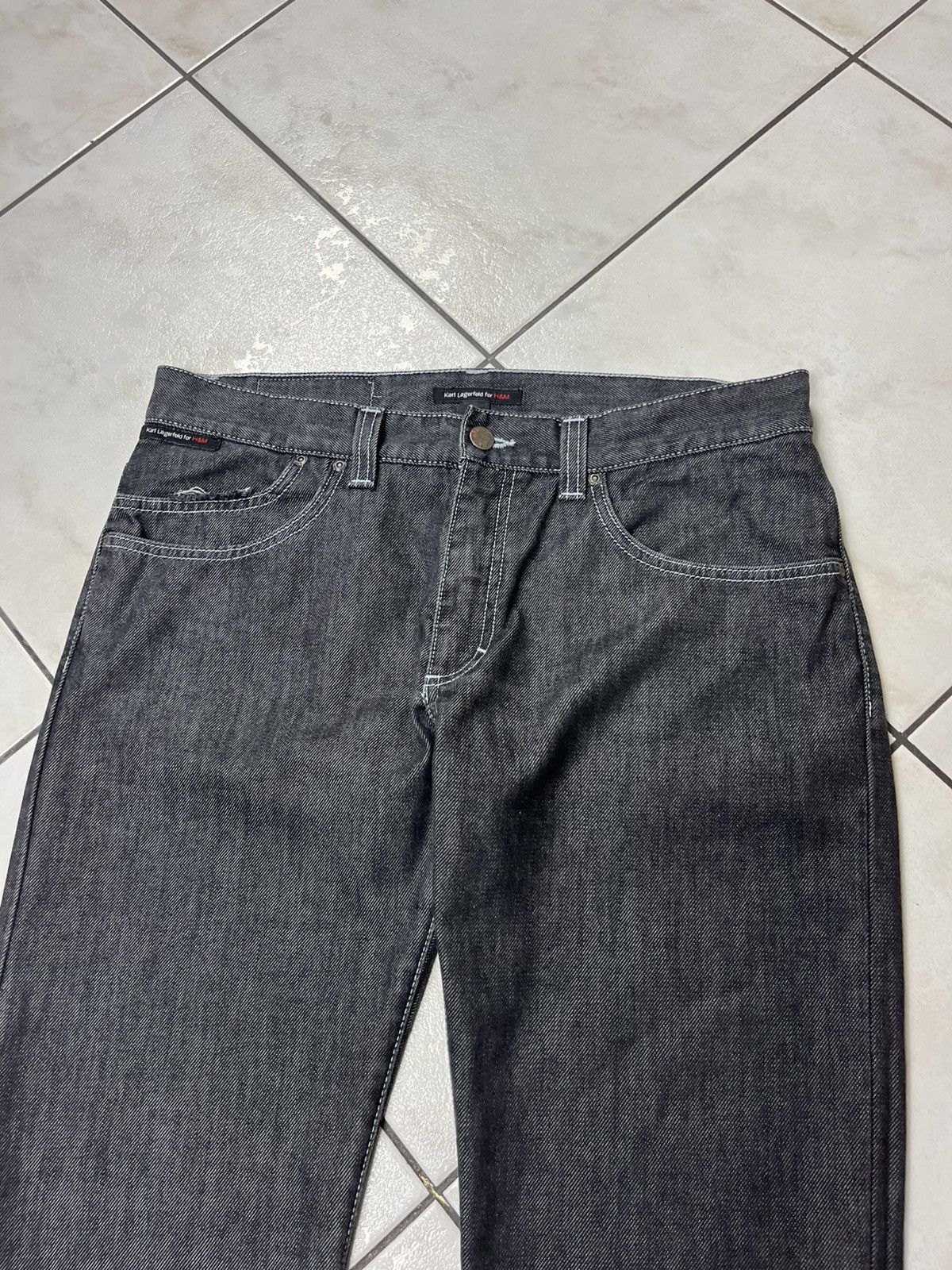 Designer × H&M × Karl Lagerfeld Karl Lagerfeld for H&M dark grey goth denim jeans pants Size US 32 / EU 48 - 3 Thumbnail