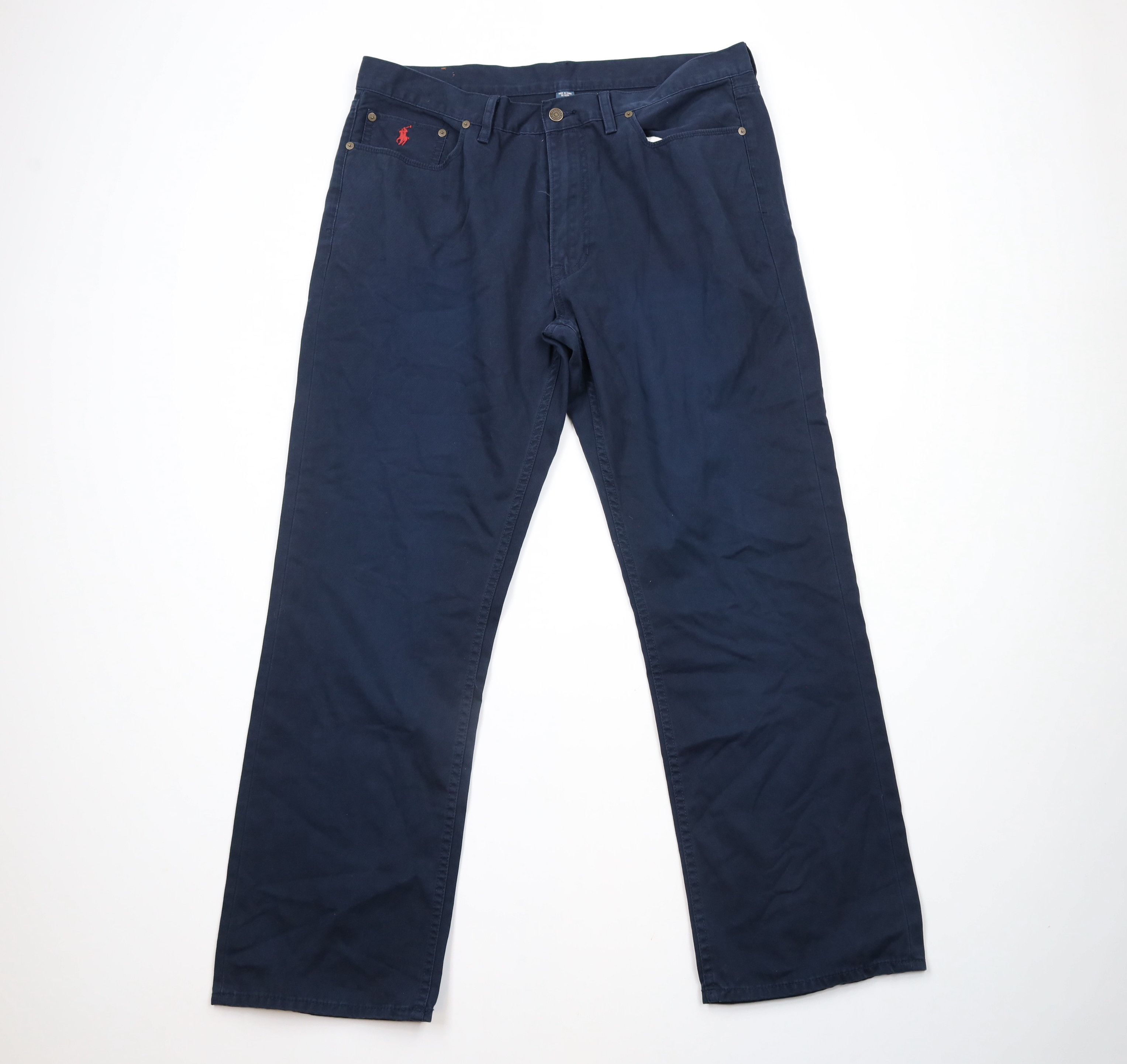 Ralph Lauren × Vintage Vintage Ralph Lauren Straight Leg Cotton Twill Pants Blue Size US 38 / EU 54 - 1 Thumbnail