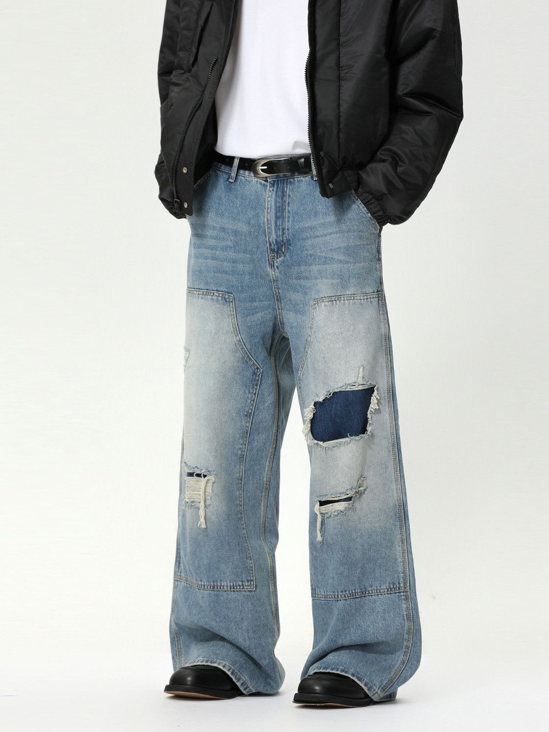 Vintage Men's retro straight leg ripped jeans Size US 32 / EU 48 - 5 Thumbnail