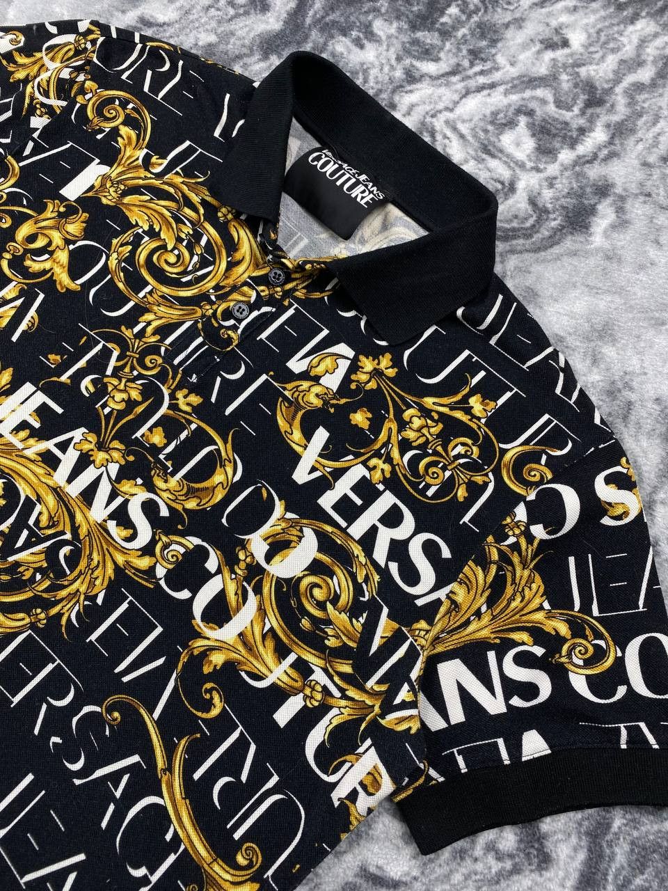 Versace Versace Jeans Couture All Over Baroque Polo Shirt Men Size L Size US L / EU 52-54 / 3 - 4 Thumbnail