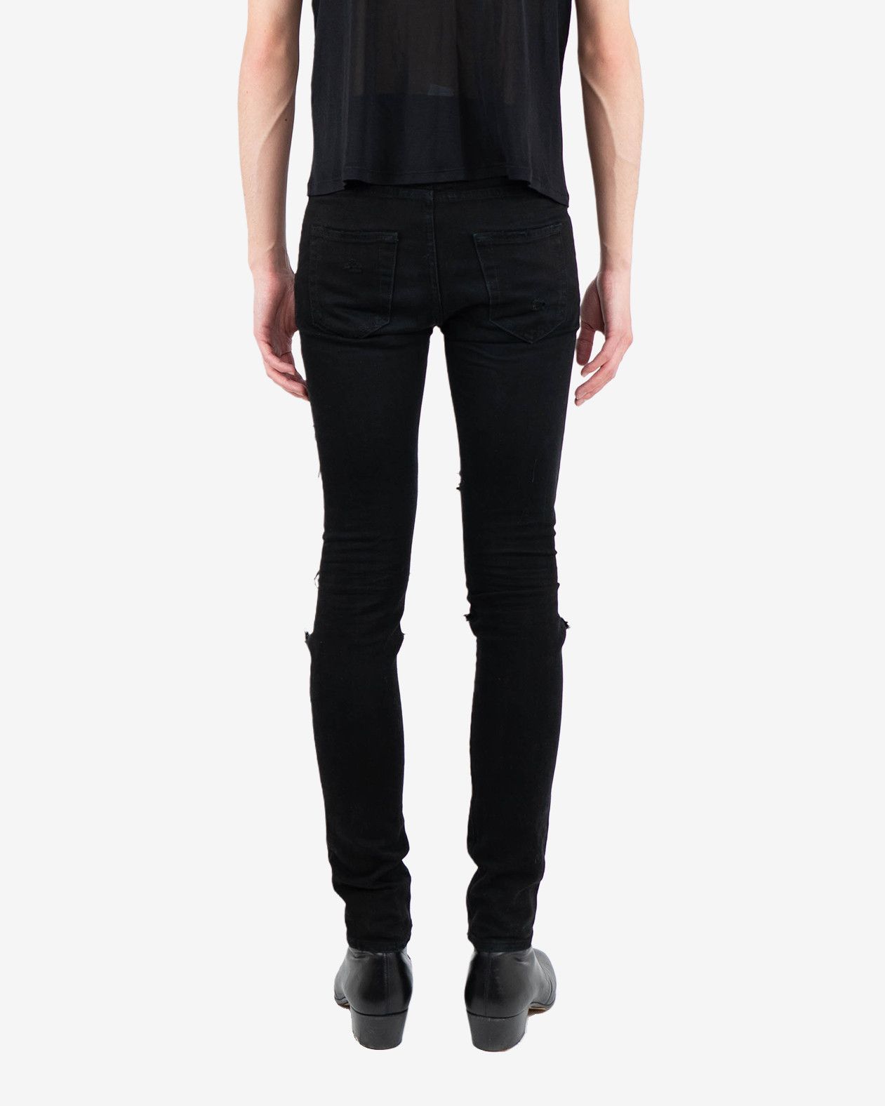 Saint Laurent Paris Black Ripped Skinny Denim Size US 29 - 8 Thumbnail
