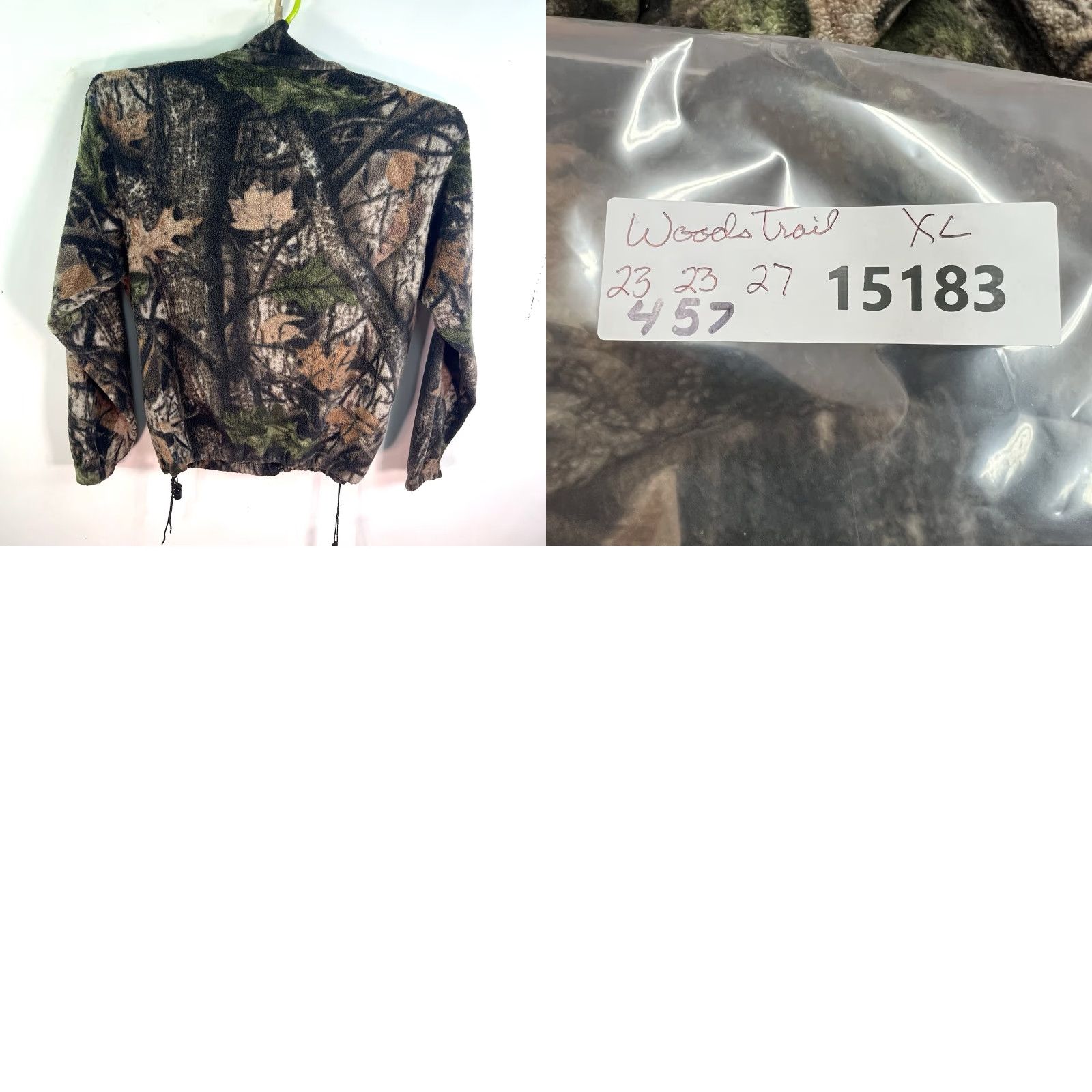 Vintage Woods"n Trail Full Zip Fleece Camouflage Jacket Mens M Green Fall Casual Military Jacket Size US M / EU 48-50 / 2 - 8 Thumbnail