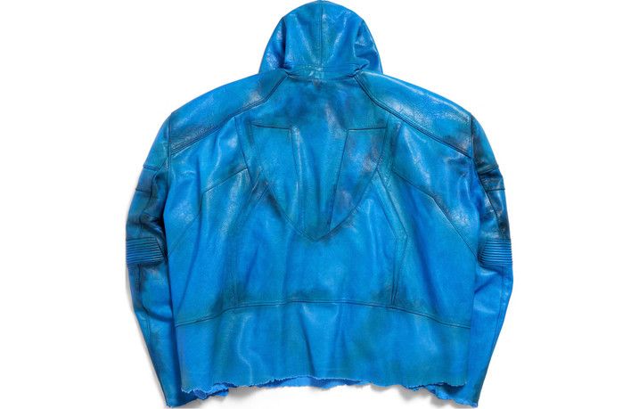 Balenciaga o1w1db10725 Hooded Biker Jacket in Blue Size US M / EU 48-50 / 2 - 2 Thumbnail