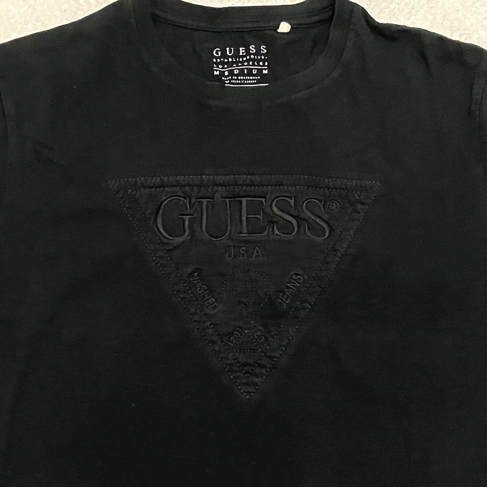 Guess GUESS T Shirt Mens Medium Black Triangle Logo Cotton Designer Tee 90s Retro Sports Size US M / EU 48-50 / 2 - 2 Thumbnail