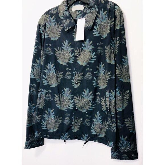 Vince Vince Mens Black Blue Tropical Print Full Zip Pocket Windbre Size US M / EU 48-50 / 2 - 2 Thumbnail