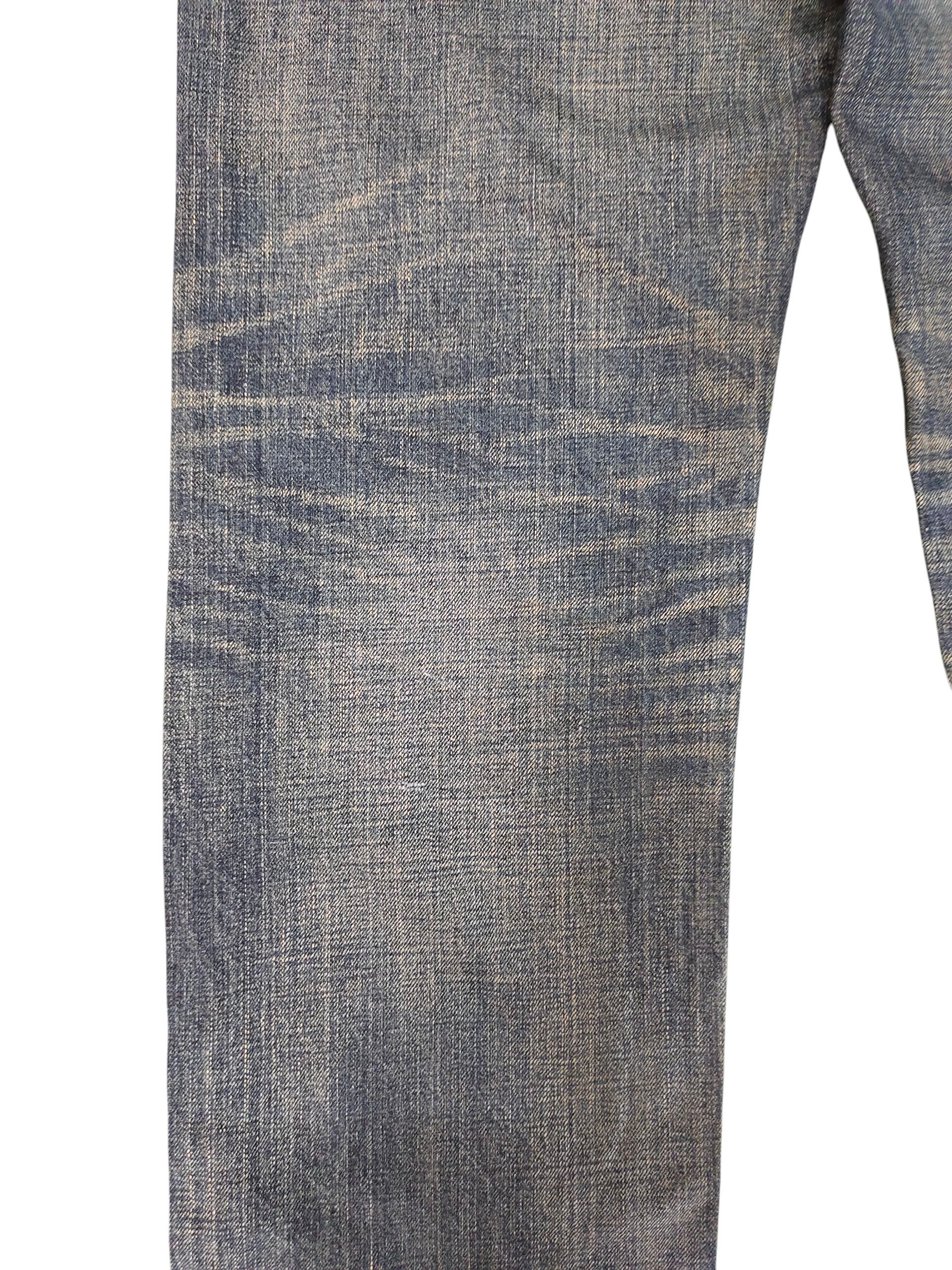 Comme des Garcons × Undercover Vintage Edwin Leather Trim Distress Denim Jeans Size US 33 - 4 Thumbnail