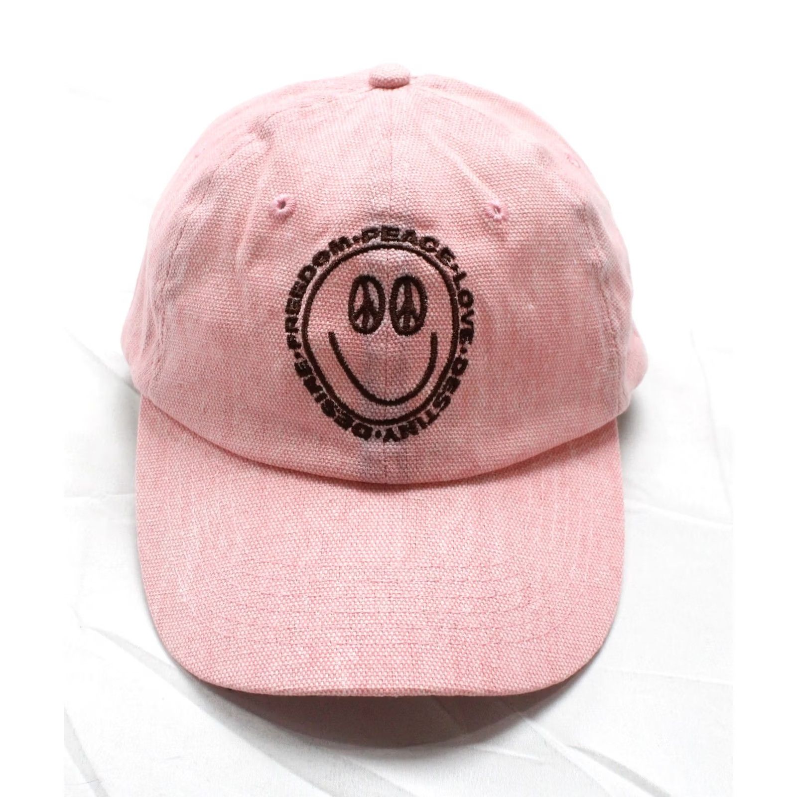 Asos ASOS Design Men's Pink Baseball Cap Peace Embroidery Washed Canvas One Size Size ONE SIZE - 2 Thumbnail