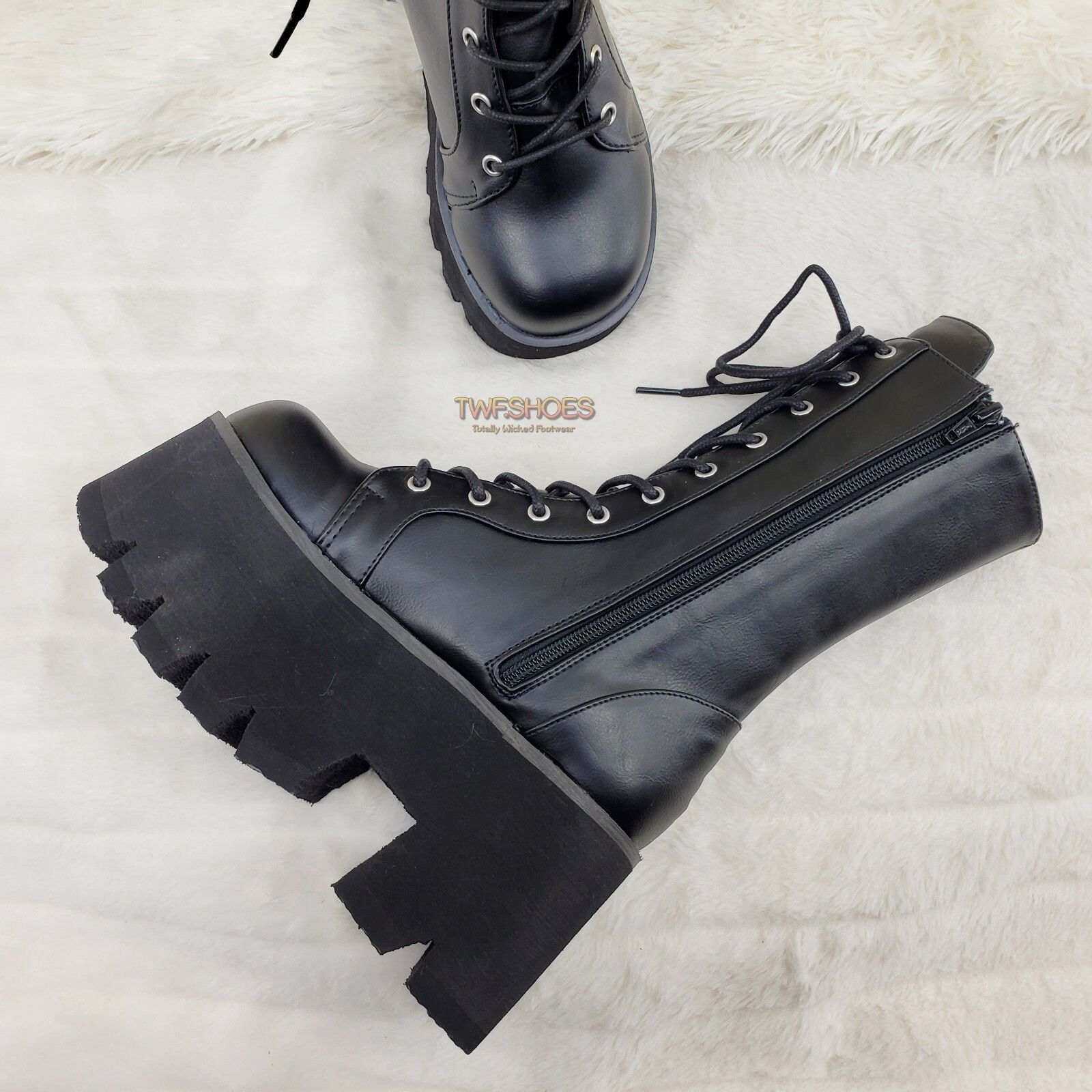 Other DEMONIA Ashes 105 Black Matte 3.5" Platform Heel Combat Goth Size US 7 / IT 37 - 4 Thumbnail