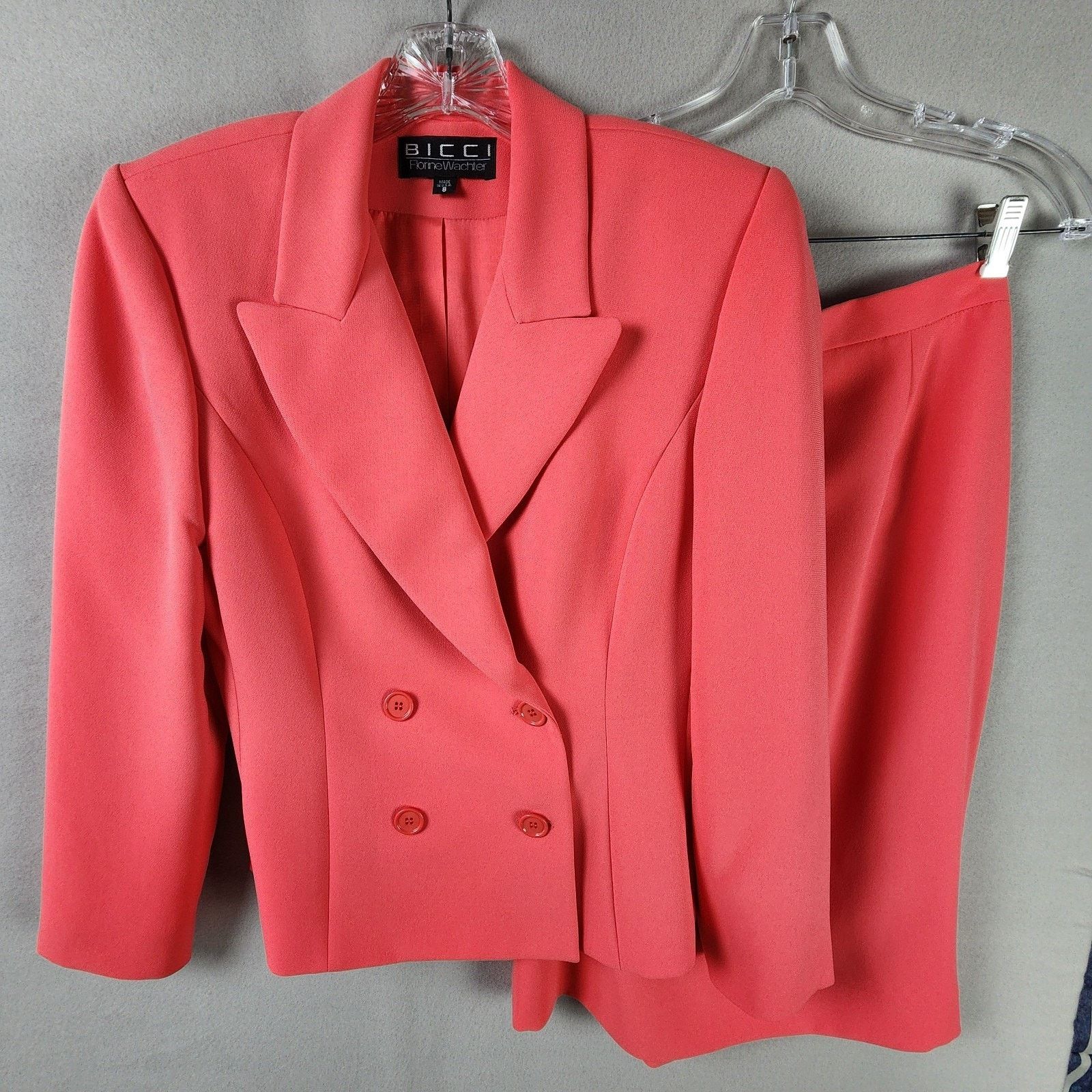 BICCI Florine Wachter Skirt Suit Women's 8 Polyester Coral