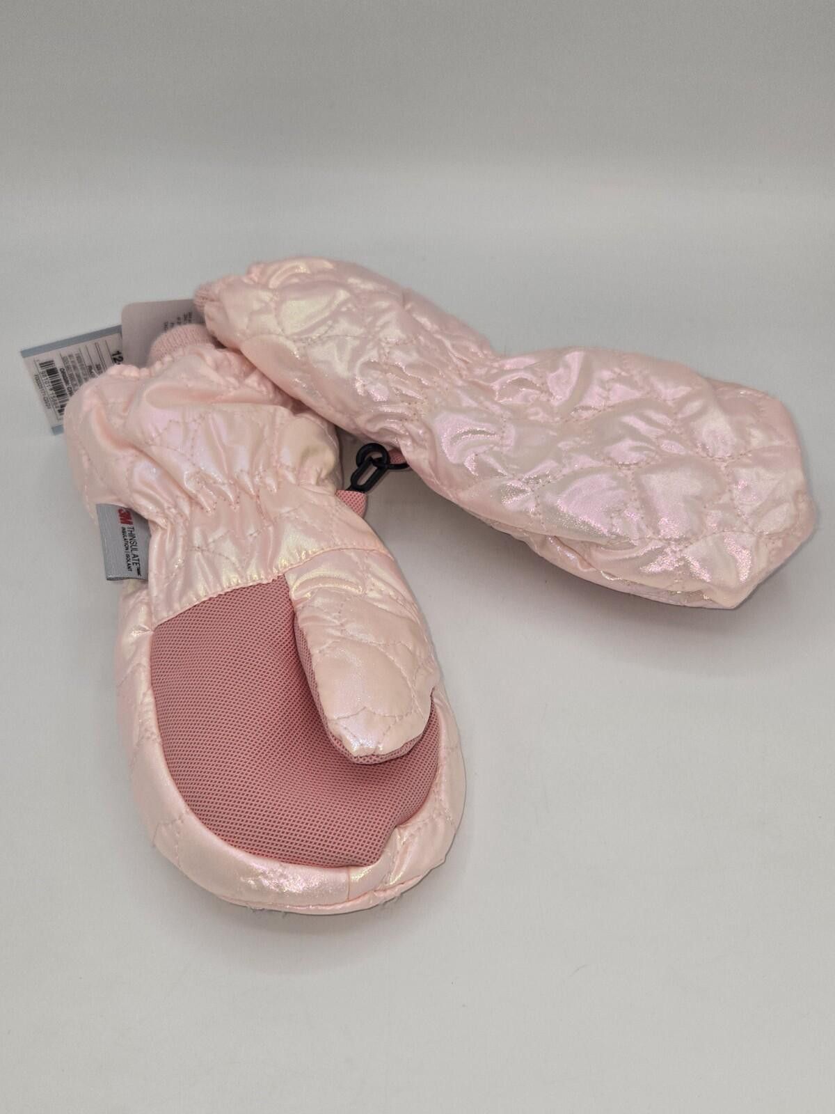 Other Cat & Jack Baby Girls' Pink Shiny Quilted Wrist Mittens Size ONE SIZE - 2 Thumbnail