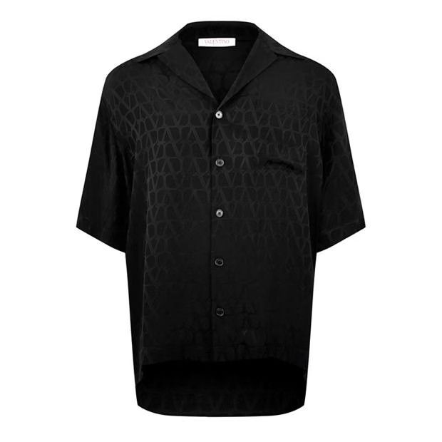 o1g2r1mq0724 Toile Iconographe Silk Bowling Shirts in Black