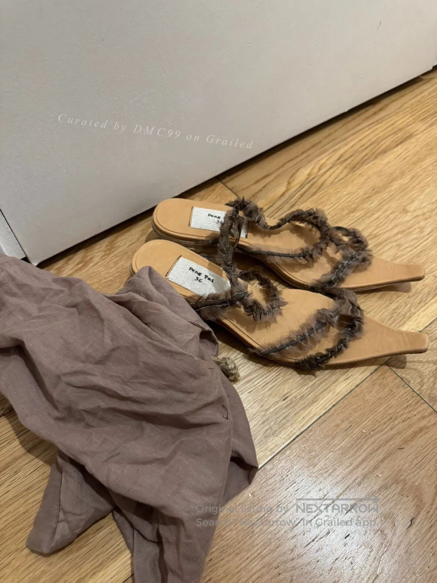 CHENPENG Peng Tai Lace Strap Pleated Sandals. Size US 5 / IT 35 - 1 Thumbnail