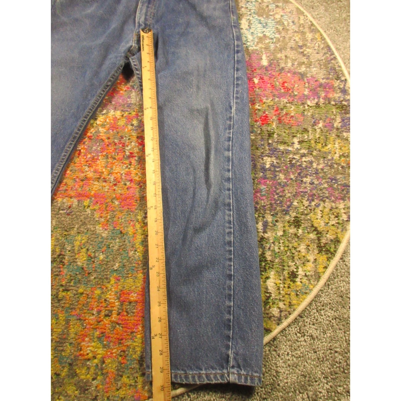 Levi's Levi's 505 Jeans 33x30 Regular Straight Denim Blue Medium Wash Mens Size US 33 - 2 Thumbnail