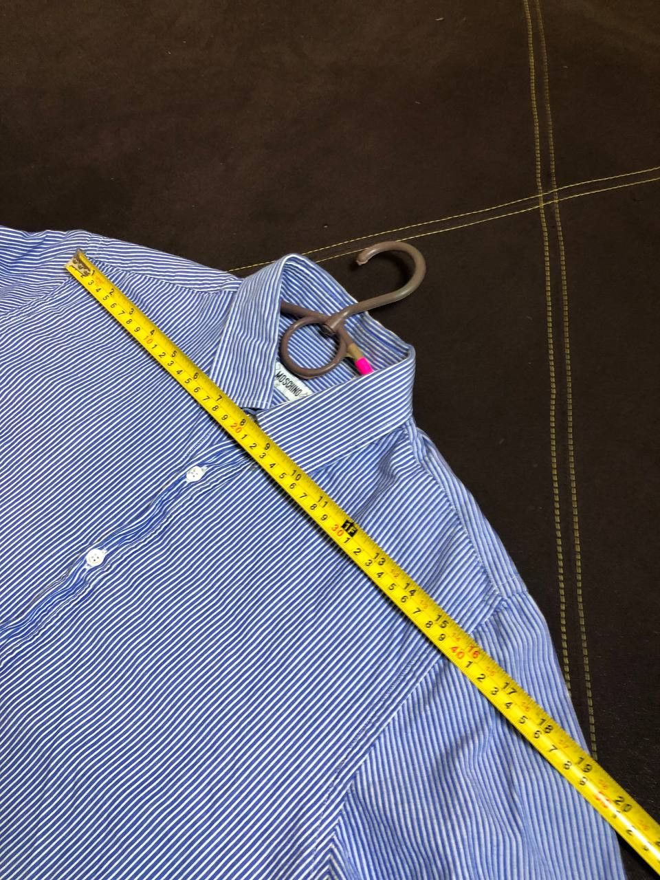 Moschino Moschino Shirt Mens Blue Stripe Red Heart Logo Size US M / EU 48-50 / 2 - 10 Thumbnail