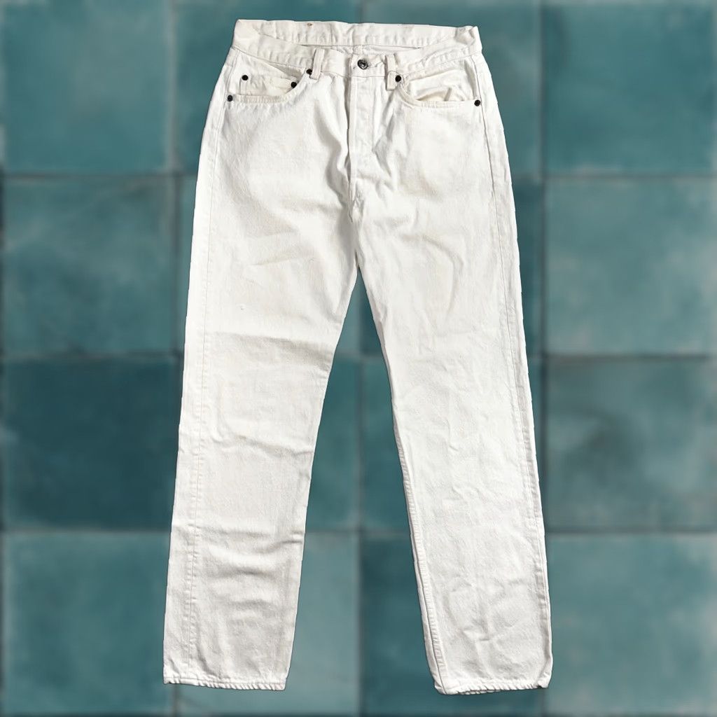 Levi's VINTAGE Levi's 501 Straight Leg Jeans White Light Wash 34x32 90s USA Mens Size US 34 / EU 50 - 1 Thumbnail
