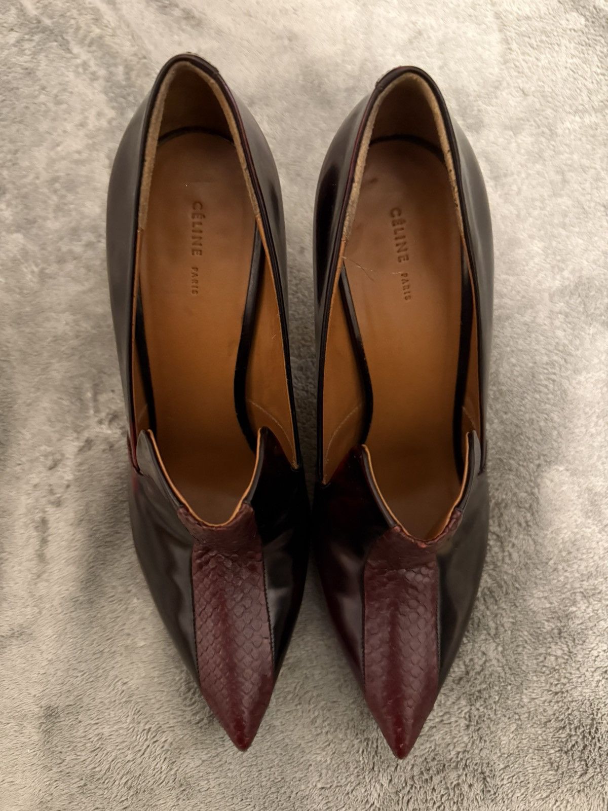Celine Céline archive heels in pelle bordeaux e pitone. Size US 10 / IT 40 - 14 Thumbnail