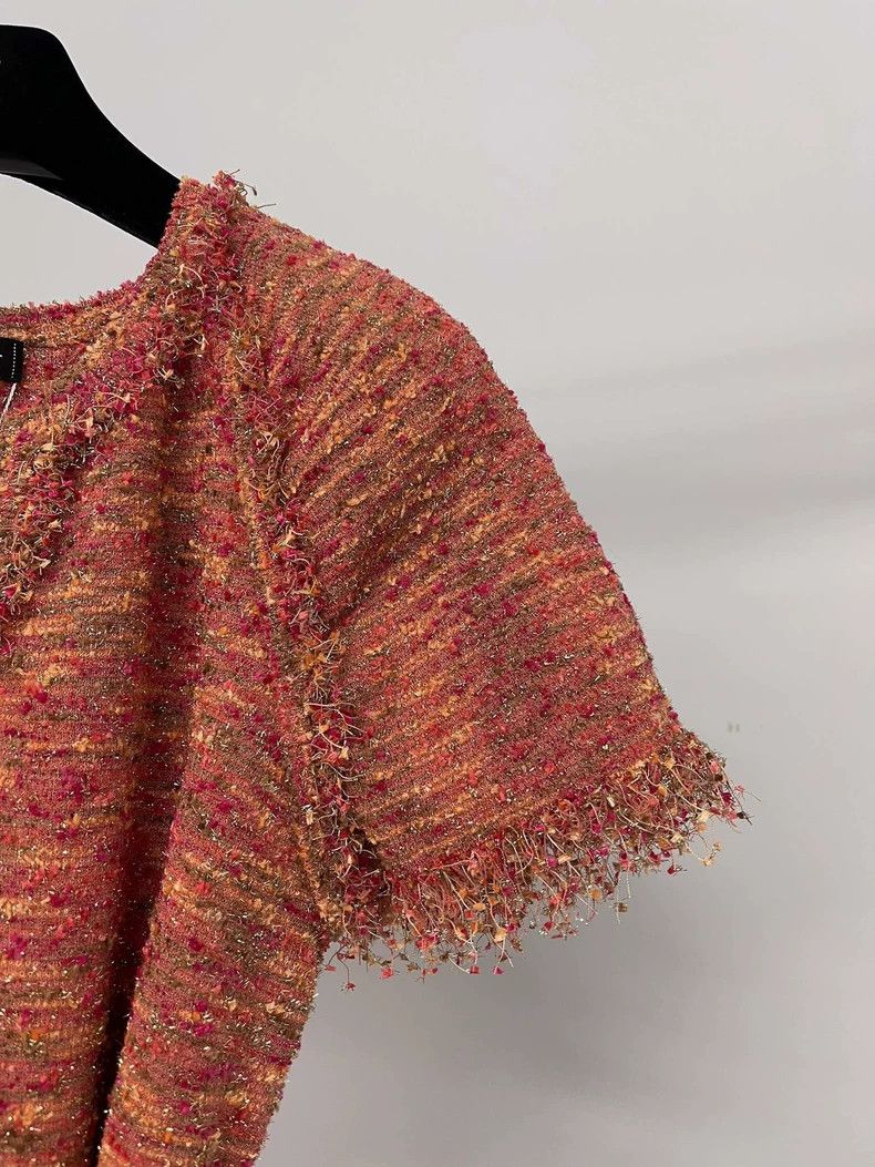 Chanel Chanel Greek series orange tweed knitted dress Size XXS / US 00 / IT 34 - 4 Thumbnail
