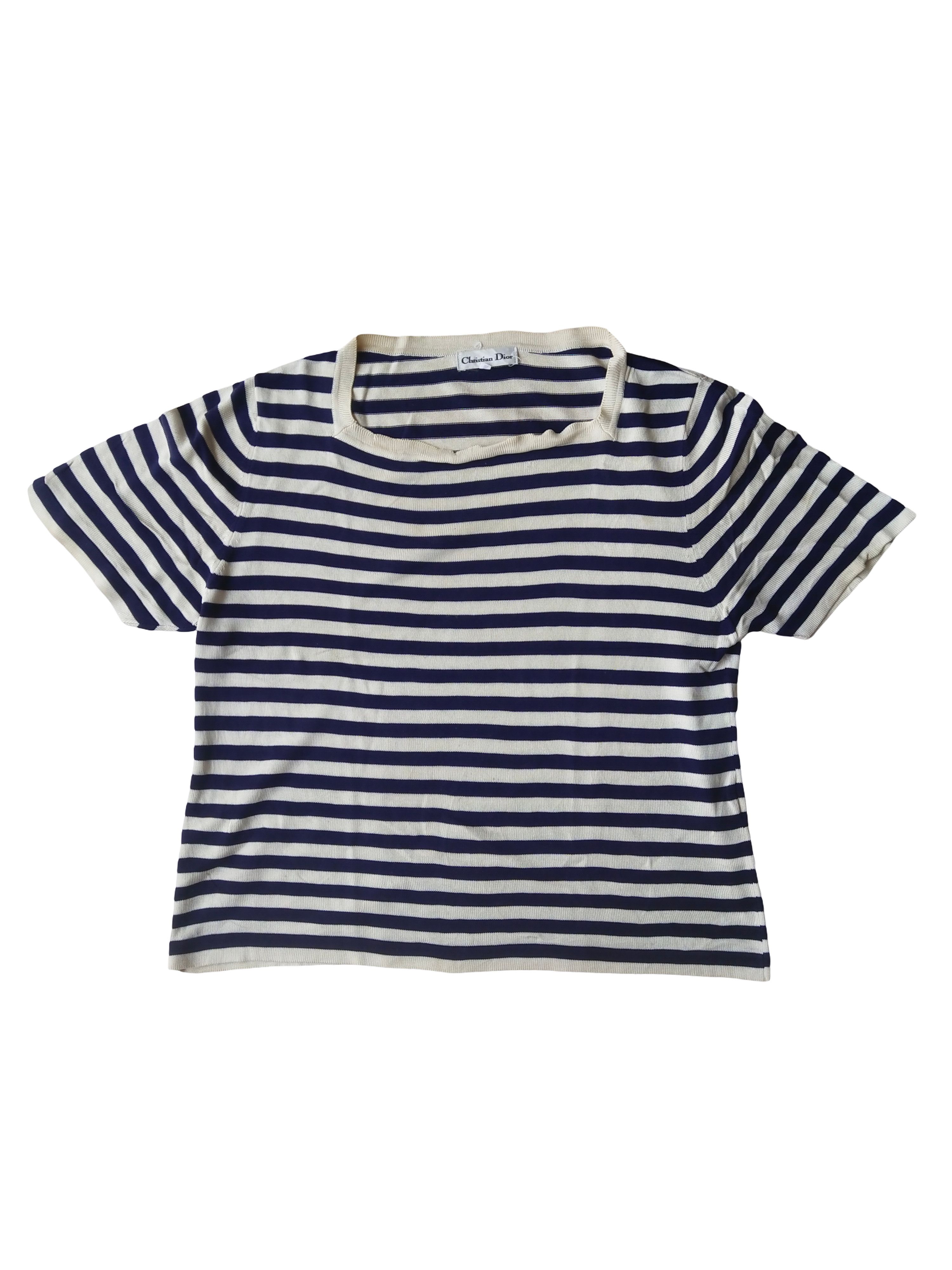 Christian Dior Monsieur 1990s Christian Dior Nautical Striped Knit Top Vintage Size M / US 6-8 / IT 42-44 - 1 Thumbnail