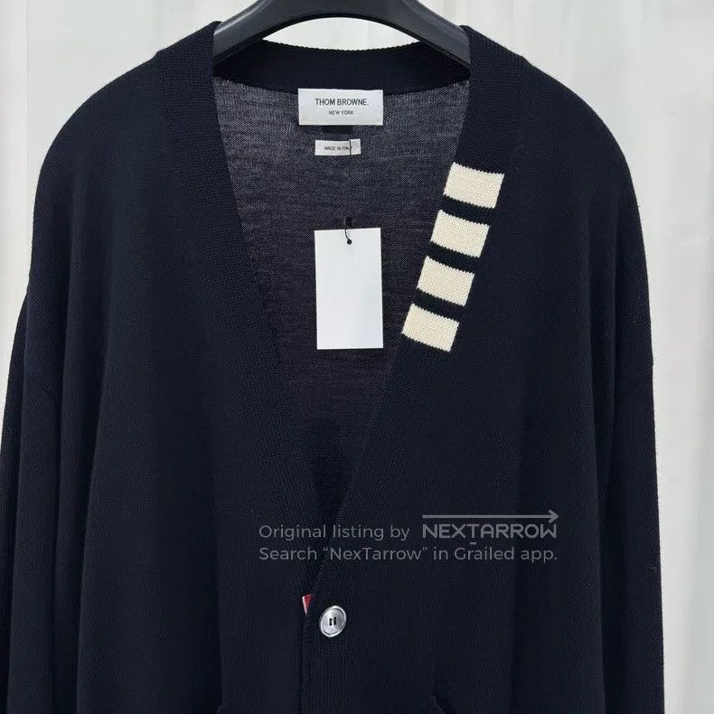 Thom Browne Thom Browne Black Collar Striped Wool Knit Cardigan Size US M / EU 48-50 / 2 - 3 Thumbnail