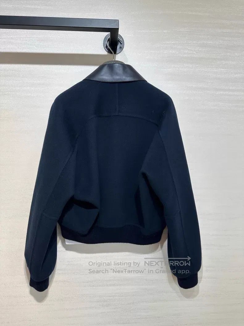 Hermes Hermes Navy Blue Cashmere and Leather Mixed Coat Size XS / US 0-2 / IT 36-38 - 4 Thumbnail