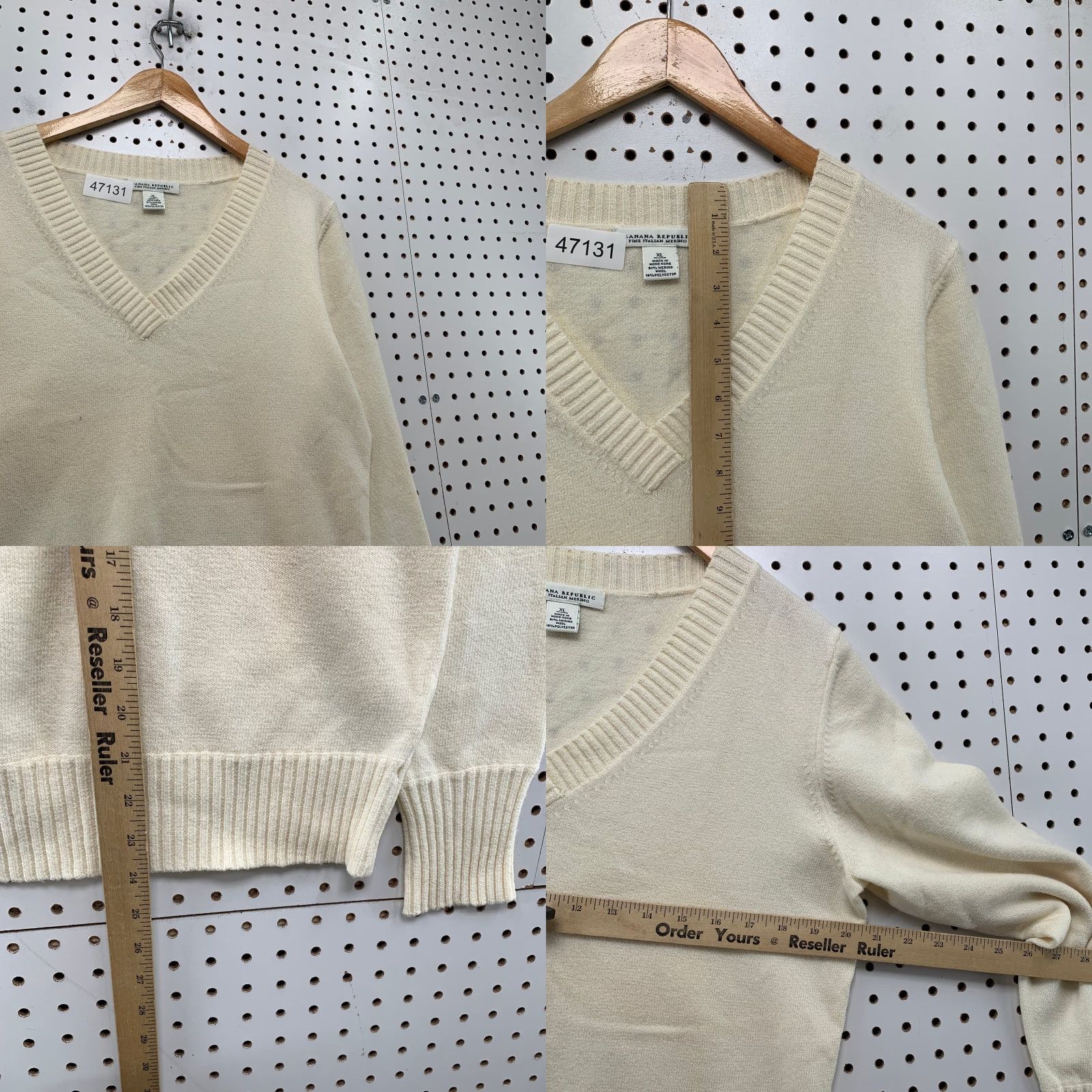 Banana Republic VINTAGE Banana Republic Merino Wool Sweater Womens XL Cream Fine Italian V Neck Size XL / US 12-14 / IT 48-50 - 8 Thumbnail