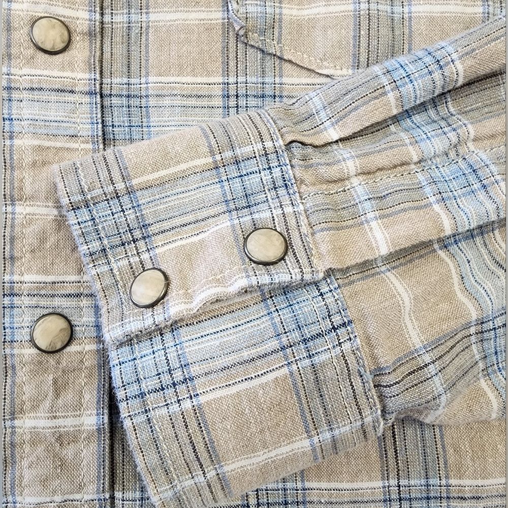Lucky Brand LUCKY BRAND Tan Blue Plaid Shirt Western Yoke Pearl Size US S / EU 44-46 / 1 - 9 Thumbnail