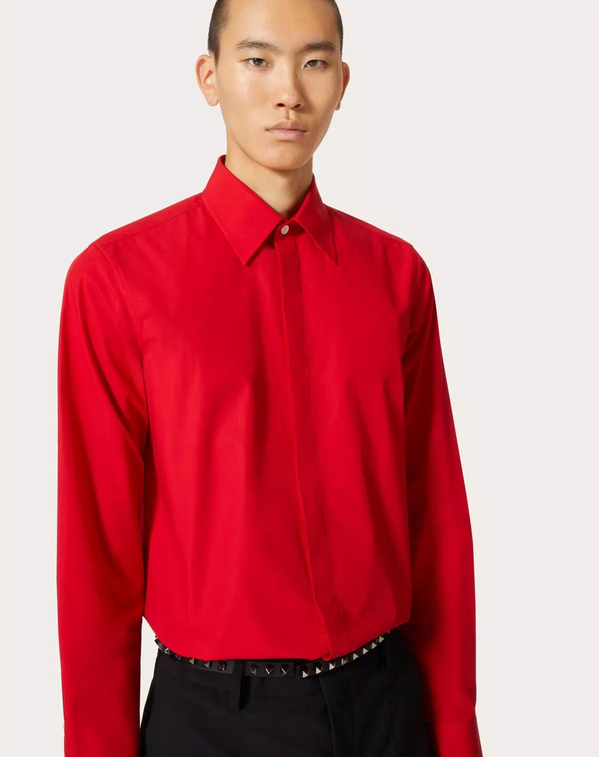 Valentino oc11z0725 Heavy Cotton Poplin Long Sleeve Shirt in Red Size US M / EU 48-50 / 2 - 6 Thumbnail