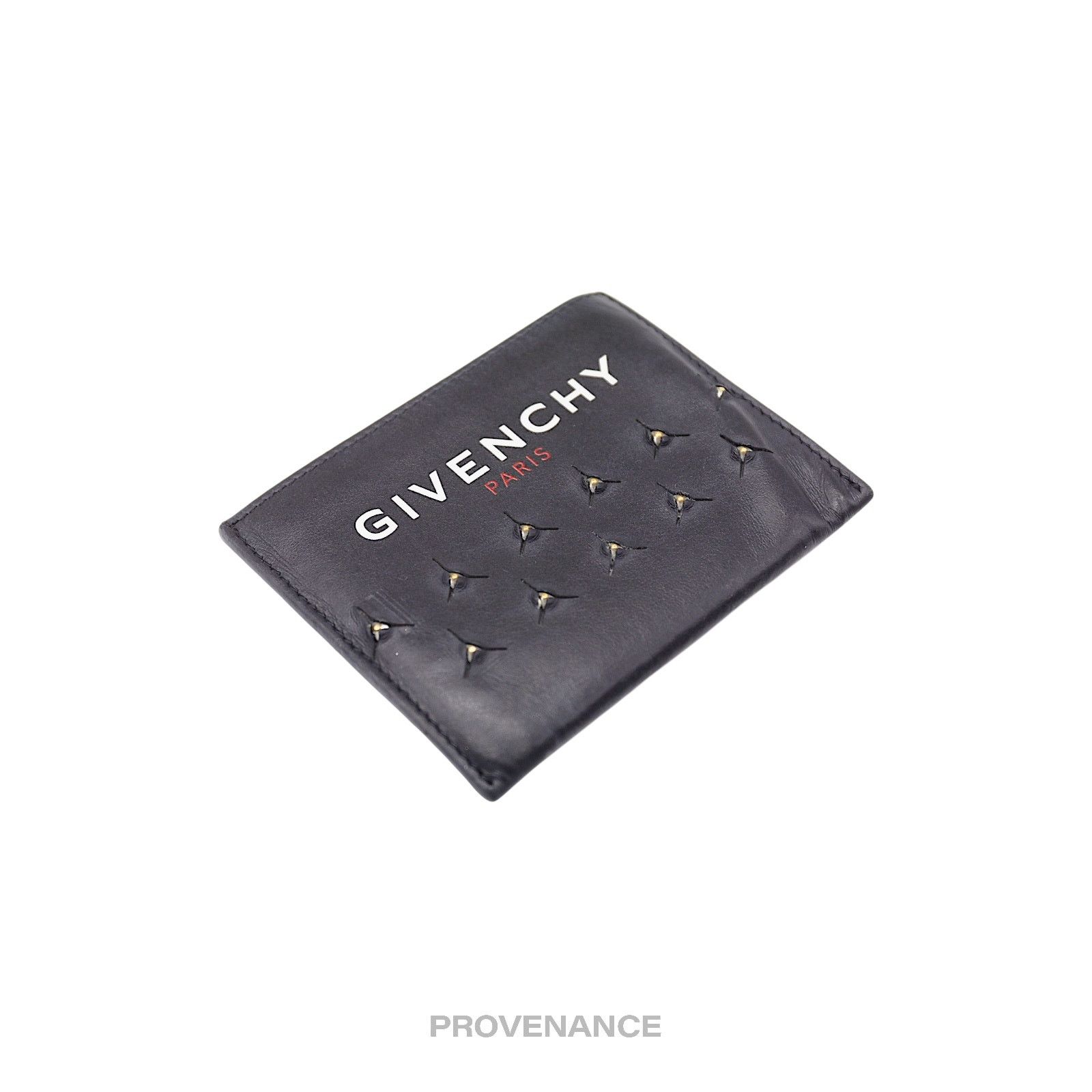 Givenchy 🔴 Givenchy Logo Card Wallet - Black Leather Metal Studs Size ONE SIZE - 4 Thumbnail