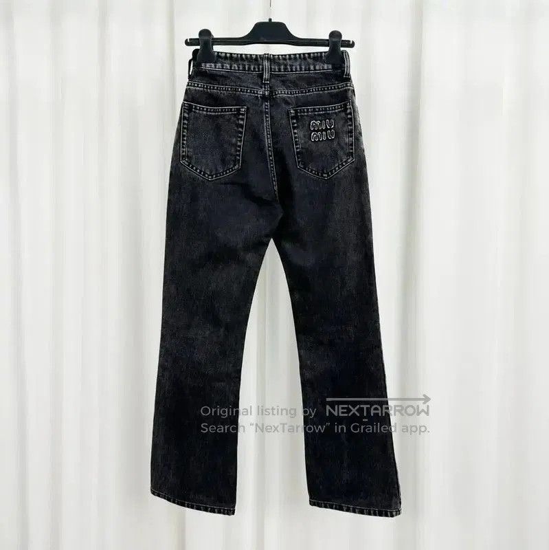 Miu Miu Miu Miu Black Gray Embroidered Cotton Jeans . Size 28" / US 6 / IT 42 - 2 Thumbnail