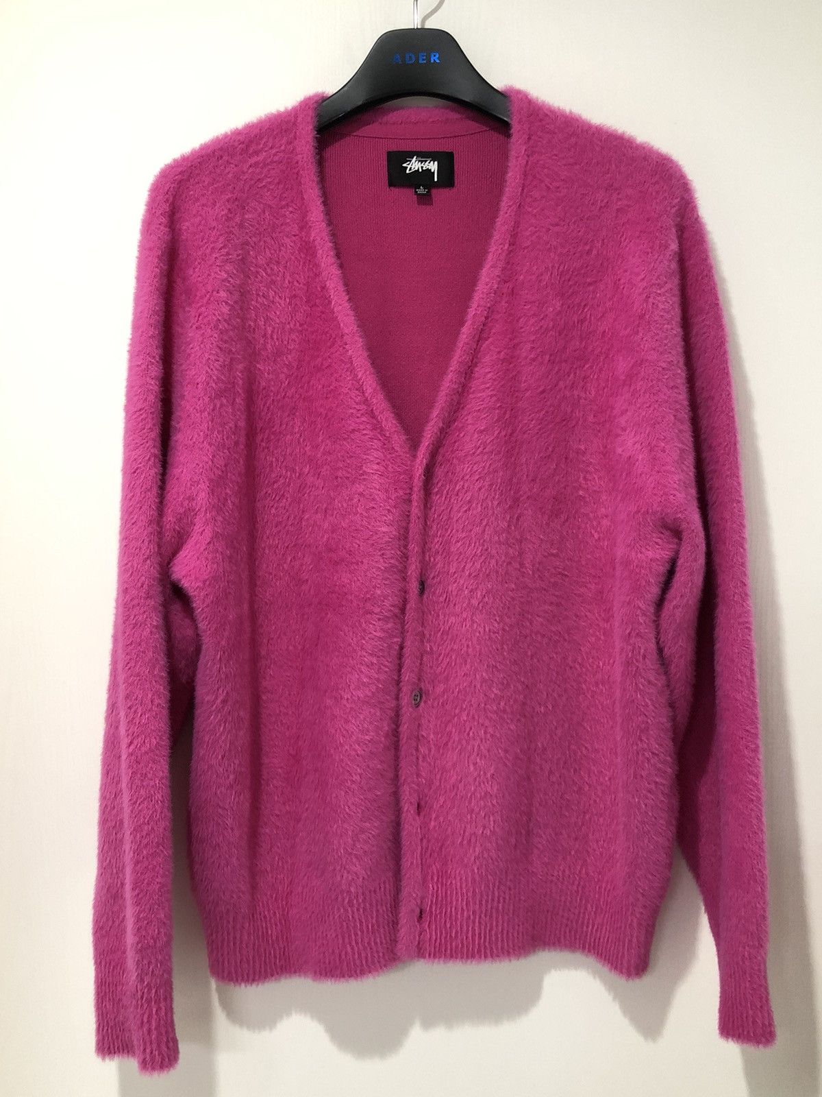 Stussy SHAGGY CARDIGAN FUSCHIA Grailed