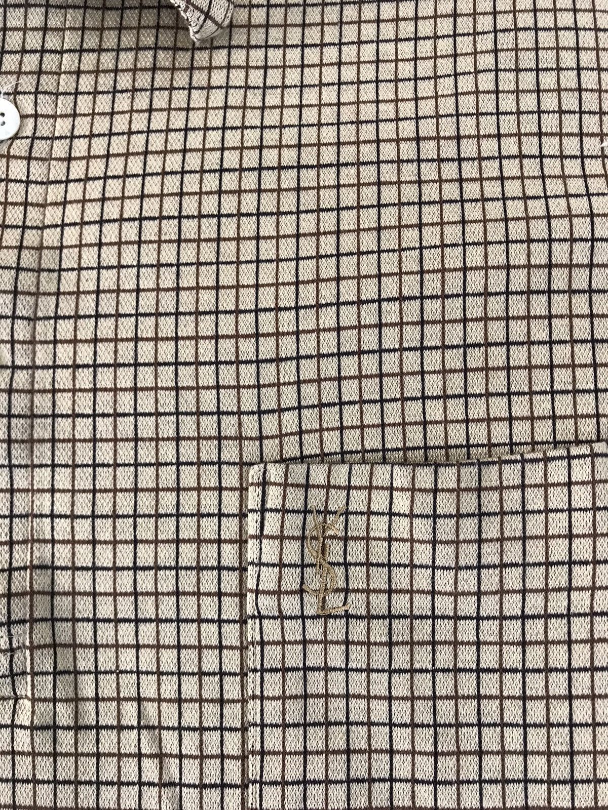 Vintage Yves Saint Lauren Single Pocket Checked Polo Printed Size US L / EU 52-54 / 3 - 5 Thumbnail