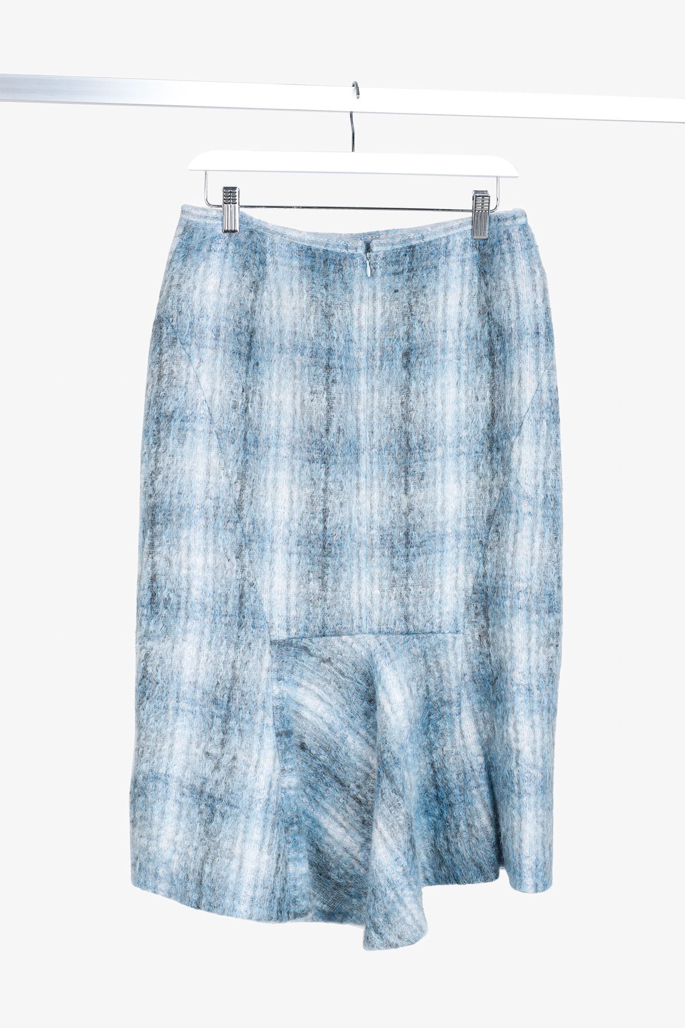 Lafayette 148 Lafayette 148 Blue Mohair Blurred Tartan Trumpet Skirt Size 32" / US 10 / IT 46 - 2 Thumbnail