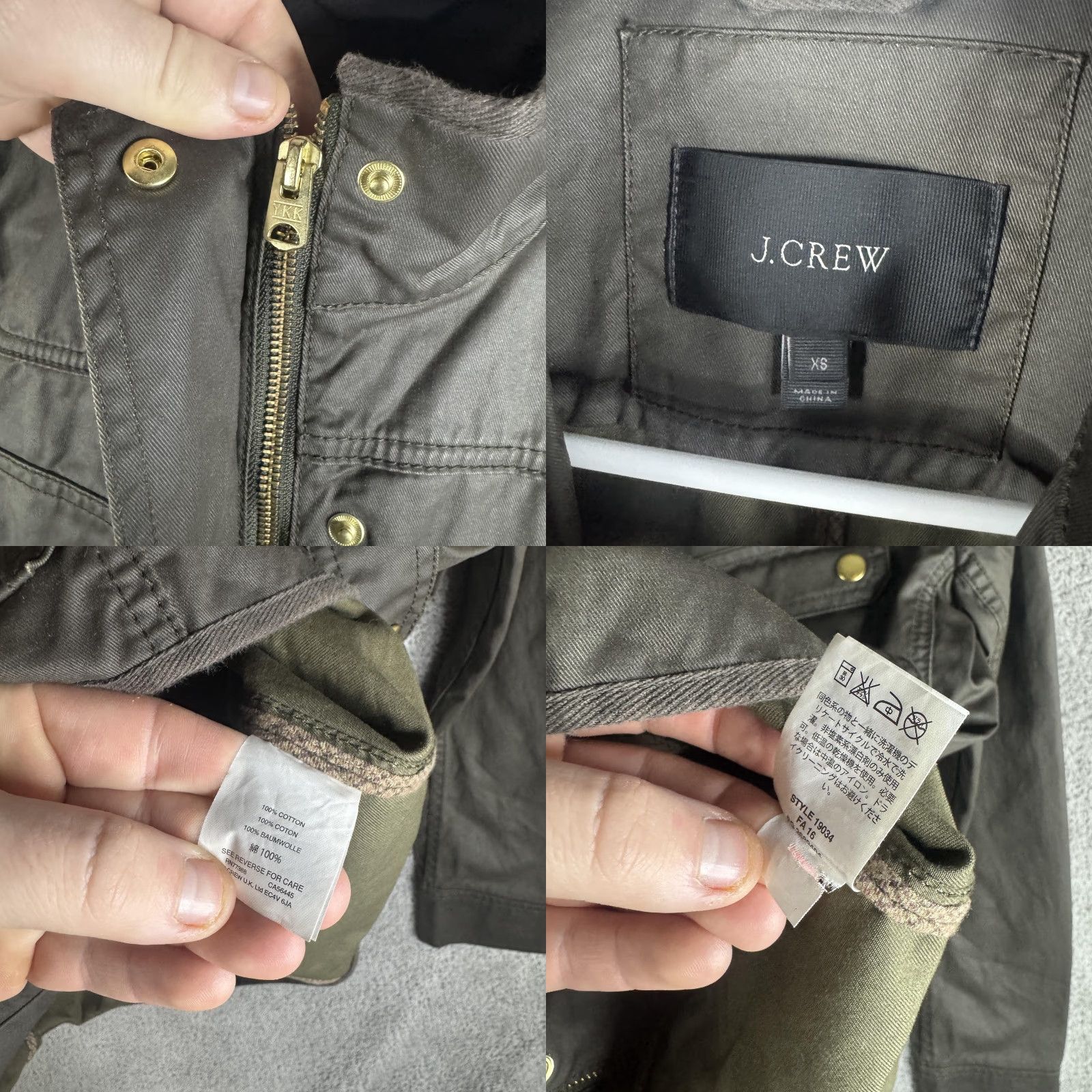 J.Crew J.Crew Military Jacket Womens XS Green Cotton Twill Zip Pockets Size XS / US 0-2 / IT 36-38 - 8 Thumbnail