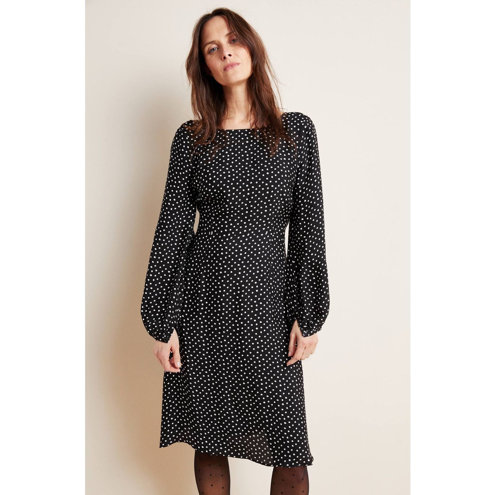 Anthropologie Anthropologie Agatha Midi Dress $160 SIZE 2 B&W Polka Dot Size XS / US 0-2 / IT 36-38 - 4 Thumbnail