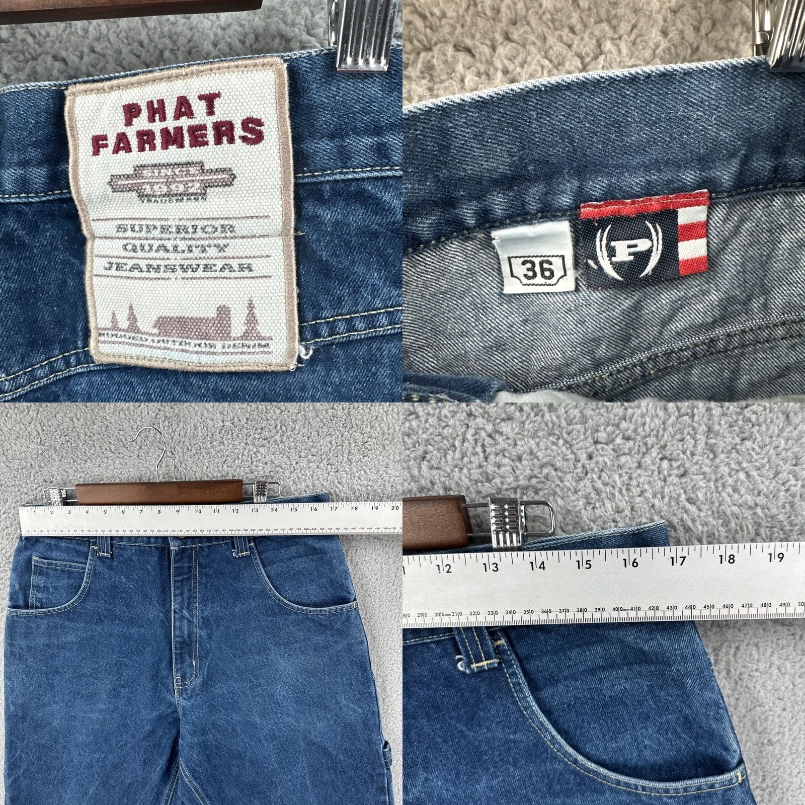Phat Farm VINTAGE Phat Farm Jeans Mens 36x30 Hip Hop 90s Baggy Wide-Leg Blue Denim Shirt? Size US 36 / EU 52 - 9 Thumbnail