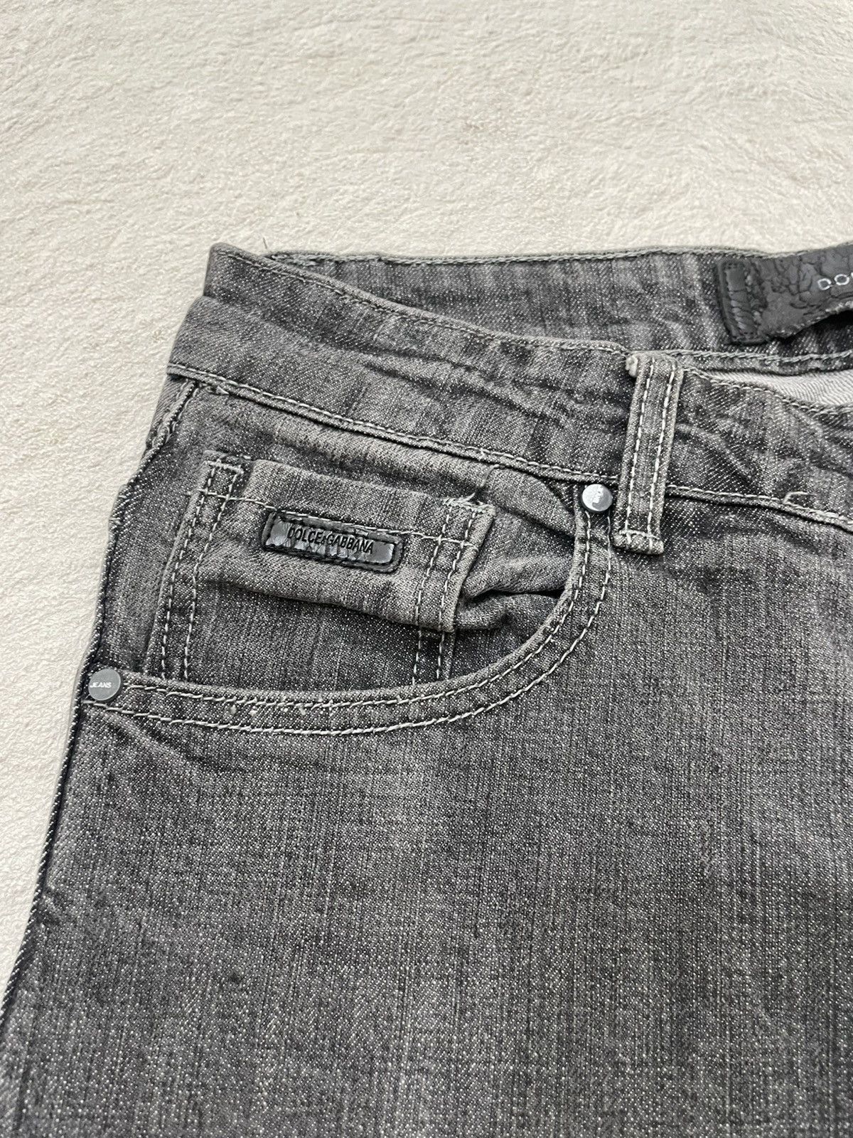 Japanese Brand 00s Dolce Gabbana Washed Grey Denim Distressed Y2K Japan Size US 29 - 6 Thumbnail